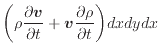 $\displaystyle \bigg( \rho \frac{\partial \bm{v}}{\partial t} + \bm{v} \frac{\partial \rho}{\partial t} \bigg) dxdydx$