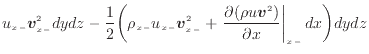 $\displaystyle u_{x -}\bm{v}_{x -}^2 dydz - \frac{1}{2} \bigg( \rho_{x -}u_{x -}...
...ac{\partial (\rho u \bm{v}^2)}{\partial x} \right\vert _ {{x -}} dx \bigg) dydz$