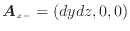 $\displaystyle \bm{A}_{x -}= (dydz, 0, 0)$
