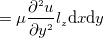 $\displaystyle = \mu  \dfrac {\partial ^{2} u}{\partial y^{2}} l_ z \mathrm{d}x \mathrm{d}y \label{eq-Forcey2}  $