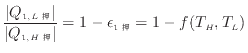 $\displaystyle \frac{ \vert Q_{1, L } \vert }{ \vert Q_{1, H } \vert } = 1 - \epsilon_{1} = 1 - f(T_H, T_L)$
