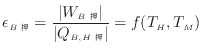 $\displaystyle \epsilon_{B} = \frac{ \vert W_{B } \vert }{ \vert Q_{B, H } \vert } = f(T_H, T_M)$