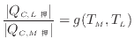 $\displaystyle \frac{ \vert Q_{C, L } \vert }{ \vert Q_{C, M } \vert } = g(T_M, T_L)$