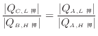 $\displaystyle \frac{ \vert Q_{C, L } \vert }{ \vert Q_{B, H } \vert } = \frac{ \vert Q_{A, L } \vert }{ \vert Q_{A, H } \vert }$