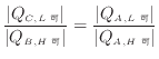 $\displaystyle \frac{ \vert Q_{C, L 可} \vert }{ \vert Q_{B, H 可} \vert } = \frac{ \vert Q_{A, L 可} \vert }{ \vert Q_{A, H 可} \vert }$