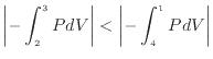 $\displaystyle \left \vert - \int^3_2 P dV \right \vert < \left \vert - \int^1_4 P dV \right \vert
$