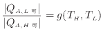 $\displaystyle \frac{ \vert Q_{A, L 可} \vert }{ \vert Q_{A, H 可} \vert } = g(T_H, T_L)$