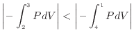 $\displaystyle \left \vert - \int^3_2 P dV \right \vert < \left \vert - \int^1_4 P dV \right \vert
$