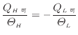 $\displaystyle \frac{ Q_{H 可} }{ \varTheta_H } = - \frac{ Q_{L 可} }{\varTheta_L}$