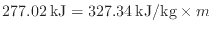 $ 277.02 \: {\rm kJ} = 327.34 \: {\rm kJ/kg} \times m_$