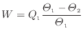 $\displaystyle W = Q_\mathrm{1} \frac{ \varTheta_\mathrm{1} - \varTheta_\mathrm{2} }{ \varTheta_\mathrm{1} }
$