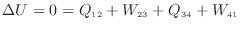 $\displaystyle \Delta U = 0 = Q_\mathrm{12} + W_\mathrm{23} + Q_\mathrm{34} + W_\mathrm{41}$