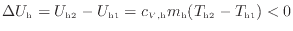 $\displaystyle \Delta U_\mathrm{h} = U_\mathrm{h2} - U_\mathrm{h1} = c_{V\text{,h}} m_\mathrm{h} ( T_\mathrm{h2} -T_\mathrm{h1} ) < 0$