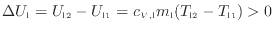 $\displaystyle \Delta U_\mathrm{l} = U_\mathrm{l2} - U_\mathrm{l1} = c_{V\text{,l}} m_\mathrm{l} ( T_\mathrm{l2} -T_\mathrm{l1} ) > 0$